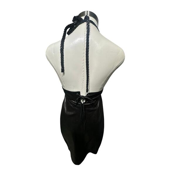 Abercrombie & Fitch Black Leather Halter Mini Dress - Picture 4 of 7